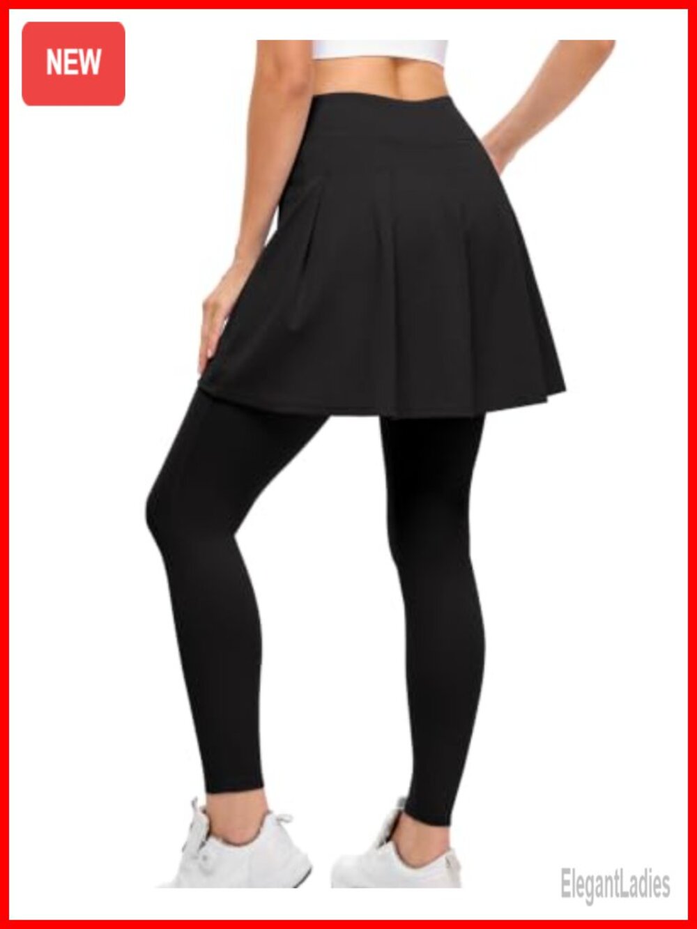 Pleated Tennis Skirted Leggings with Pockets High Waist